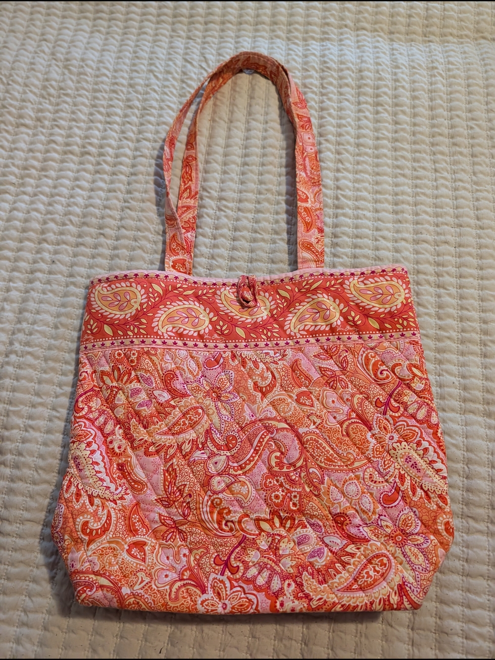 Vera Bradley Sherbet Sherbet Pink and Orange Paisley Quilted Tote